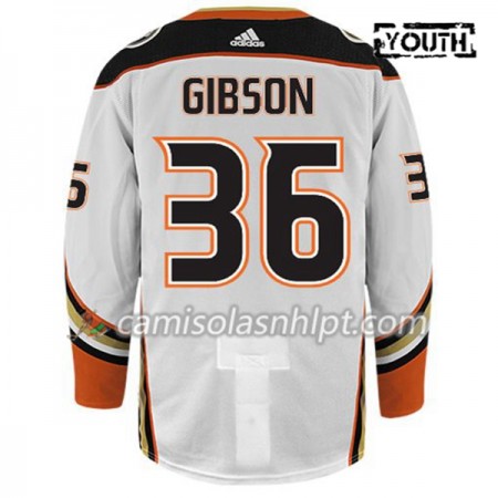 Camisola Anaheim Ducks JOHN GIBSON 36 Adidas Branco Authentic - Criança